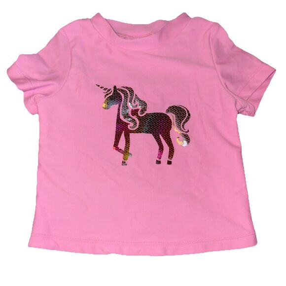 Floatimini Infant Girl’s Pink Sequined Unicorn Rash Guard 12 Months - Picture 1 of 5